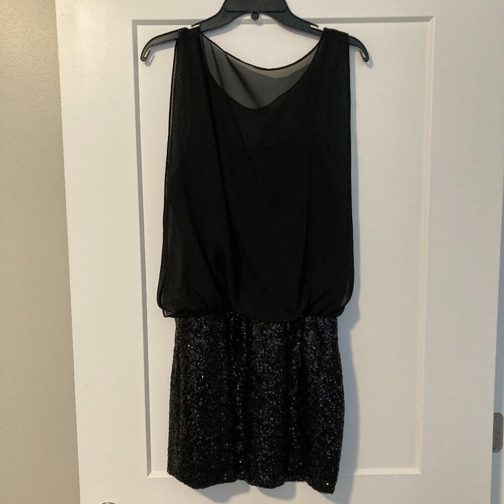Black Sequin Dress with Sheer Top, Size 11/12